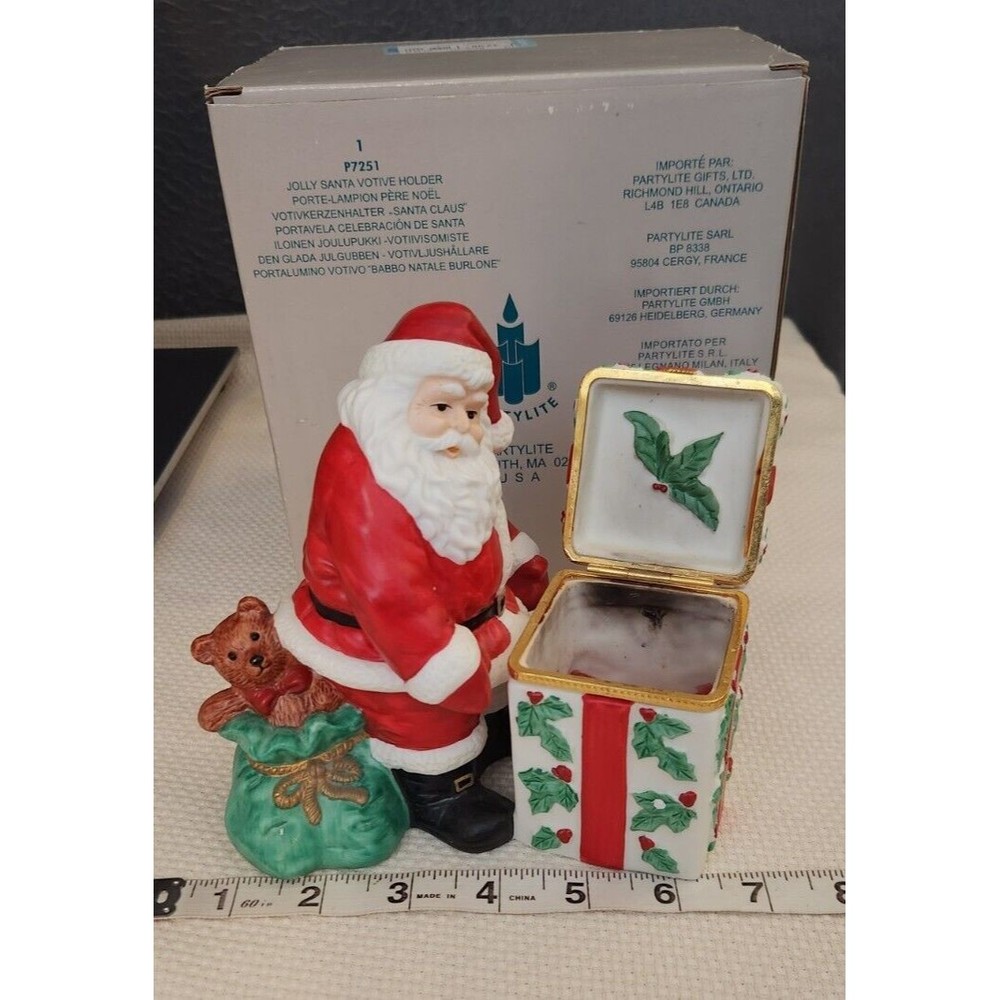 Vintage PartyLite Candles JOLLY SANTA Porcelain Votive‎ Trinket Holder P7251